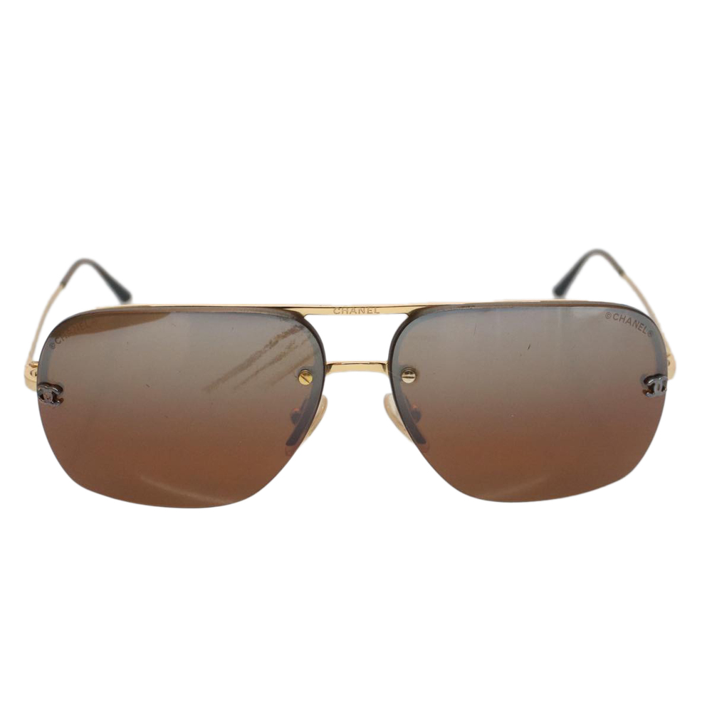 CHANEL Sunglasses Metal Black Gold Tone CC Auth 53401 - Picture 2 of 15
